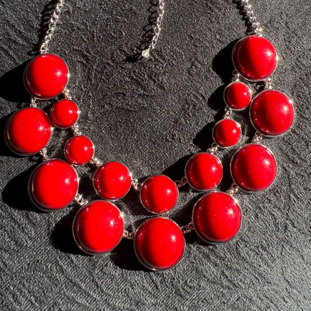 Red and Silver Statement Necklace